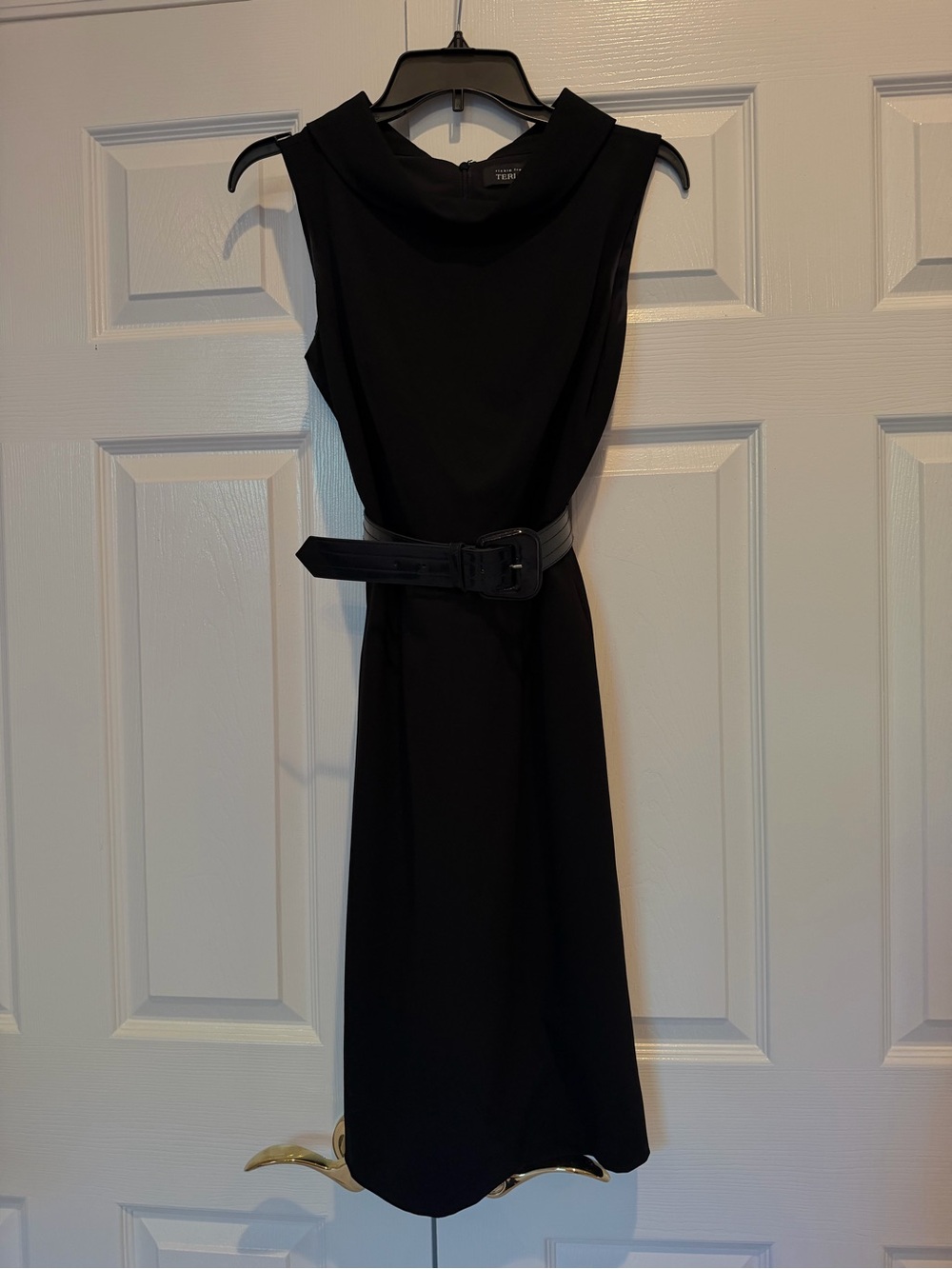 Rickie Freeman TERI JON Black Portrait Collar Sleeveless Sheath Dress 6